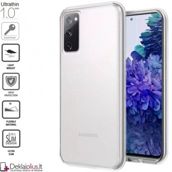 Skaidrus - 1 mm.storio silikoninis dėklas (Samsung S20 Fe)